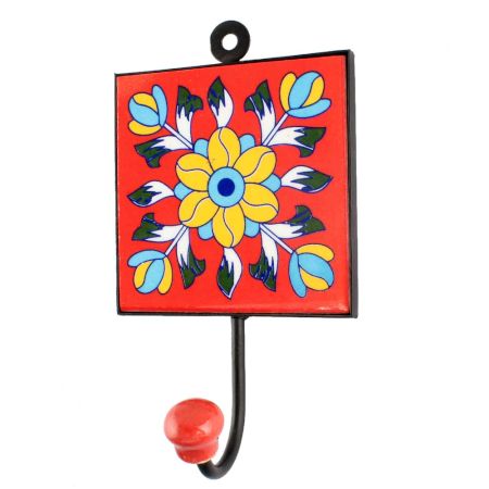 Yelow Sunflower Ceramic Tile Wall Hook Online
